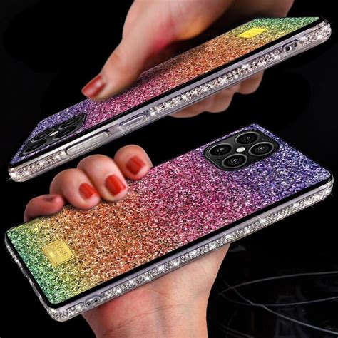Wholesale Glitter Luxury Sparkle Rainbow Crystal Bling Diamond Case For