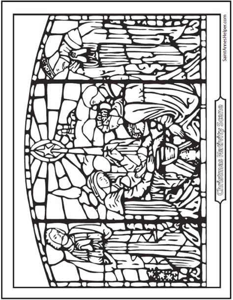 Free printables printable christmas coloring pages. Nativity Coloring Pages: Stained Glass Art