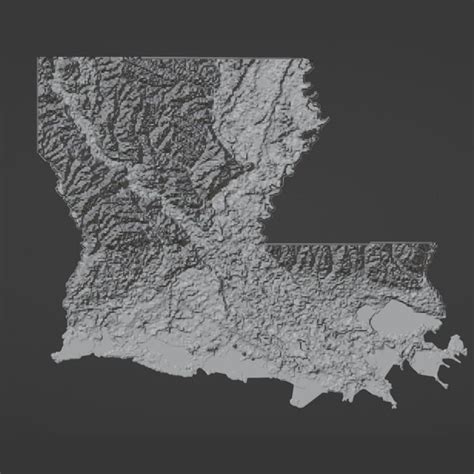 Louisiana Topographical Map Stl Etsy