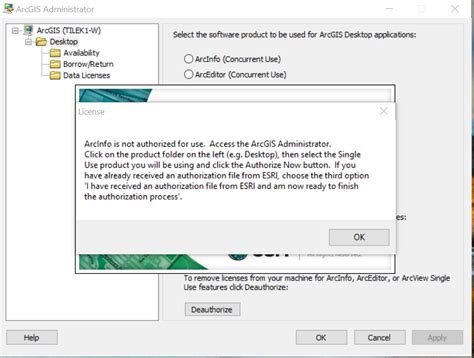 The most common release is 10.0.2414. Why does ArcGIS Desktop 10 say "ArcInfo is not authorized ...