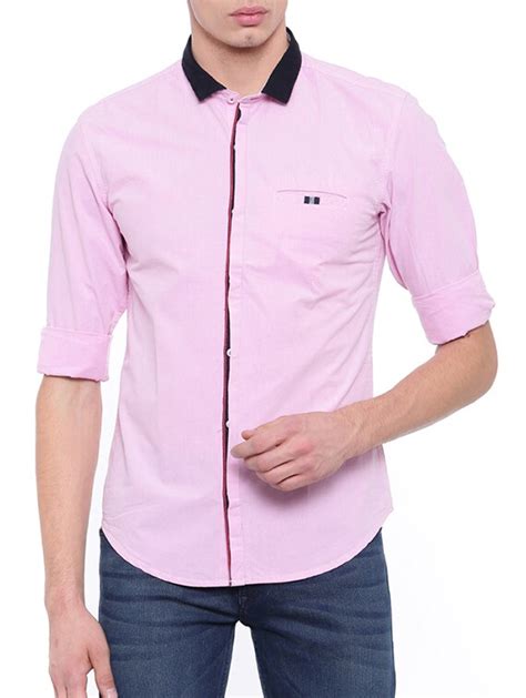 Buy Online Pink Cotton Casual Shirt From Shirts For Men By With For