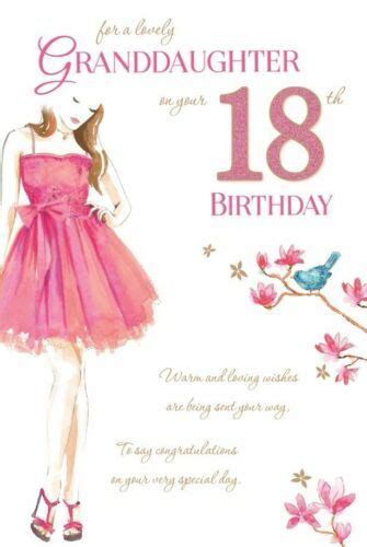 Granddaughter 18th Birthday Card 18 Happy Girl And Dress Design Lovely