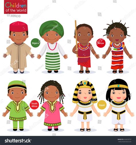 Kids In Different Traditional Costumes Nigeria Kenya