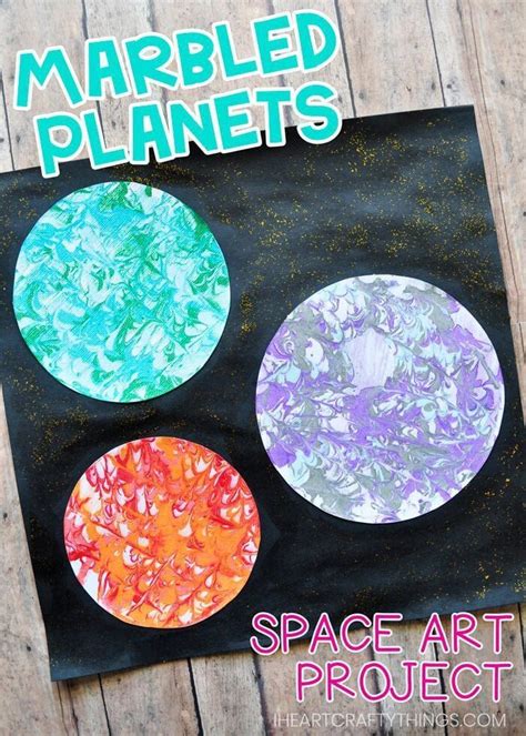 Preschool Space Craft Marbled Planets Art Space Crafts Outer Space