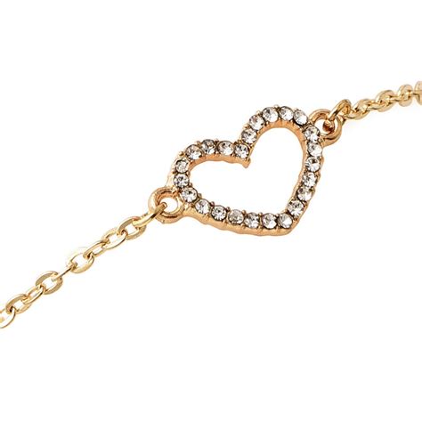 10x3 Pcs Set Fashion Love Heart Shaped Diamond Gold Bracelet