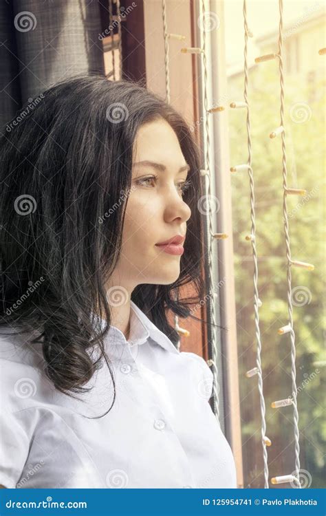 Brooding Girl Posing Inside Stock Image Image Of Green Female 125954741