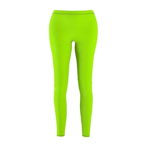 Neon Bright Green Ladies Tights Solid Color Womens Casual Leggings Fashion Tights Made In Usa