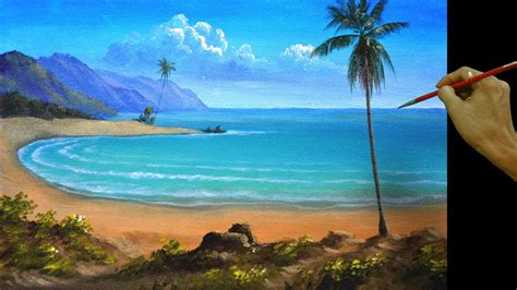 How To Paint A Tropical Beach With Palm Trees In Acrylic By Jm Lisondra