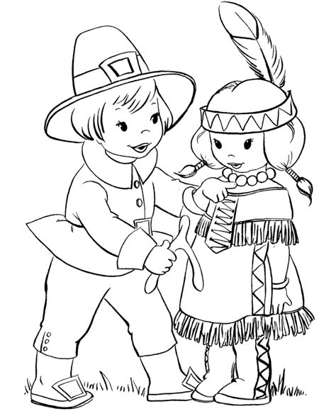 Pilgrim And Native American Coloring Pages