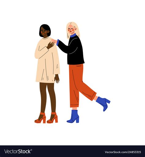 Happy Interracial Lesbian Couple Romantic Vector Image