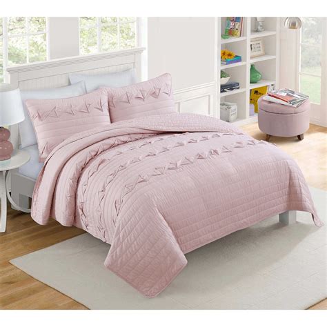 Vcny Home Penelope Geomtric Quilt Set Twin 2 Piece Pink Quilt Sets Bedding Sets Pink