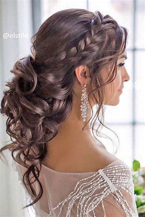 Braided Loose Curls Low Updo Wedding Hairstyle 2679267 Weddbook