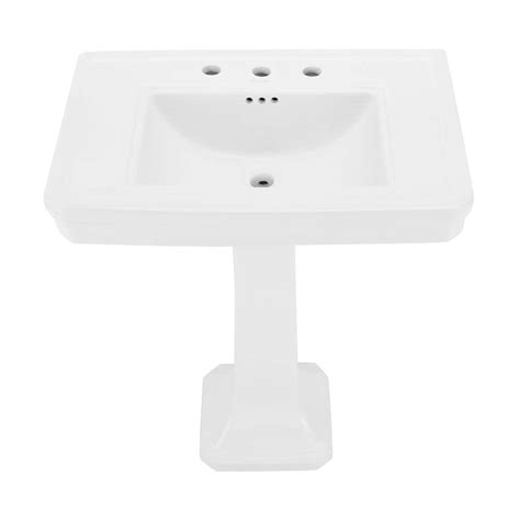 Swiss Madison Voltaire 2 Piece Ceramic Rectangular Vessel Pedestal Sink