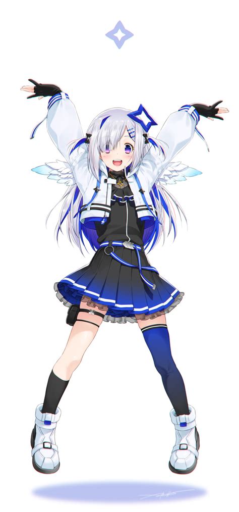 Safebooru 1girl Absurdres Amane Kanata Angel Wings Asymmetrical Legwear Bangs Belt Black Bow