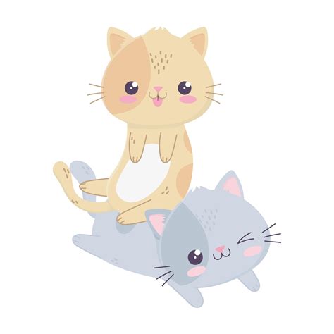 Cute Funny Little Cats Kawaii Cartoon Character 1846716 Vector Art At