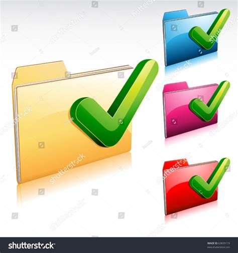 Folder Icon With Check Mark With Color Variations Stock Vector