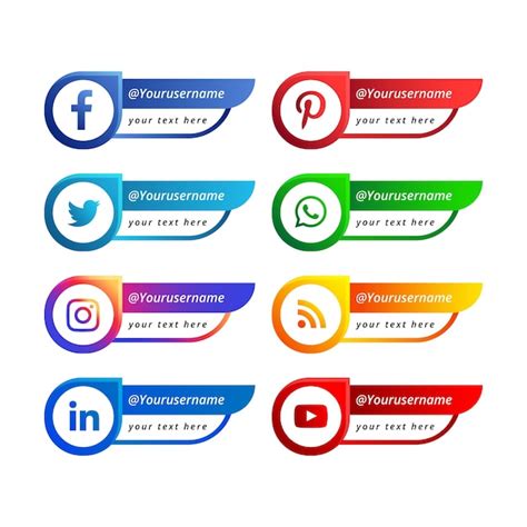 Free Vector Social Media Lower Third Modern Icons Collection