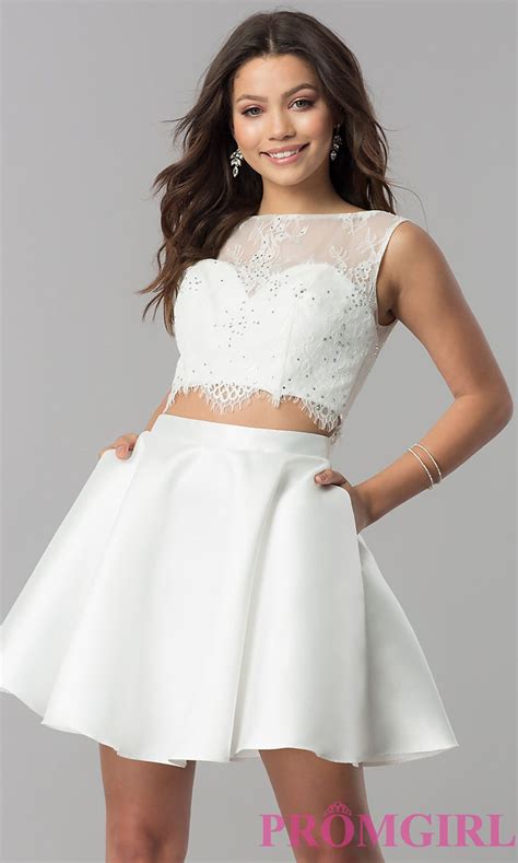 Alyce Two Piece Short Party Dress With Lace Top Circle Skirt Outfits