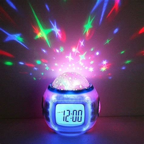 Children Room Sky Star Night Light Projector Lamp Alarm Clock Sleeping