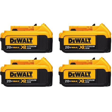 Dewalt 20 Volt Max Xr Lithium Ion Premium Battery Pack 40 Ah 4 Pack Dcb204 4 The Home Depot