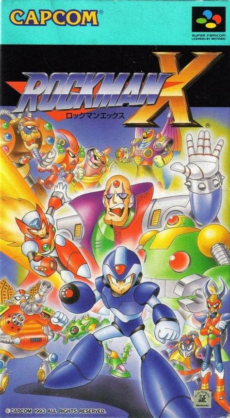 The Game Cover For Mega Man X With An Image Of Various Characters In Front