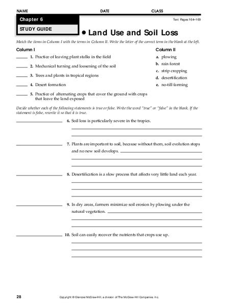 Land Use And Soil Loss Worksheet For 7th 9th Grade Lesson Planet