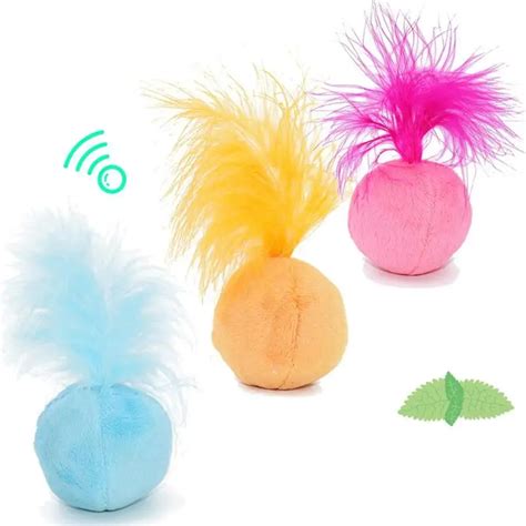 Misterolina Interactive Cats Toys Colorful Feather Ball Shape Catnip