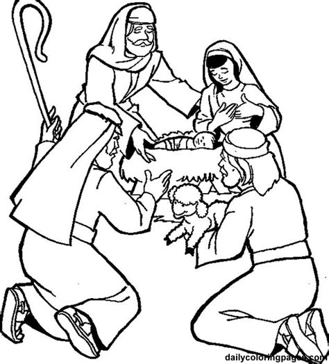 Shepherds Visit The Baby Coloring Page Bible Coloring Pages Jesus