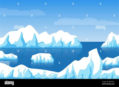 Dibujos Animados Invierno Polar ártico O Antártico Paisaje De Hielo Con