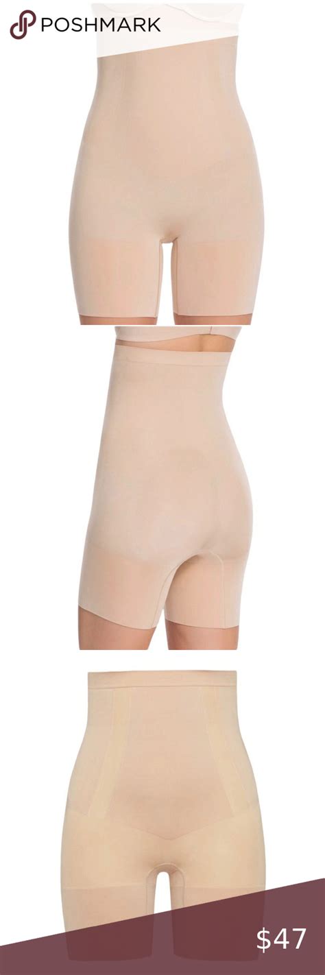 Spanx Oncore High Waisted Mid Thigh Shorts Shapewear Soft Nude Size
