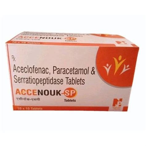 Accenouk Sp Aceclofenac Paracetamol Serratiopeptidase Tablets Mg