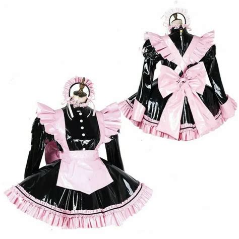 Lockable Sissy Maid Heavy Pvc Vinyl Dress Dress Cosplay Costume Tailor