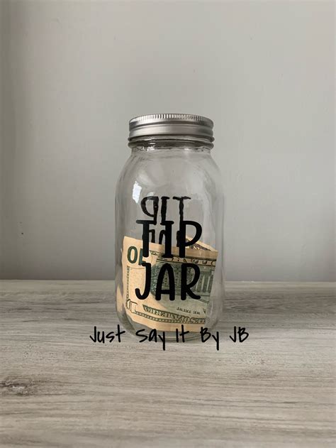 Tip Jar Tip Glass Jar Bartender Tip Jar Money Jar Tip Etsy