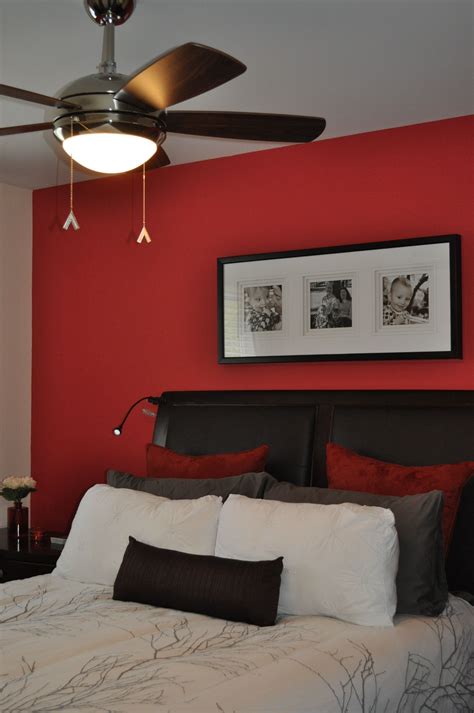 Accent Wall Using Benjamin Moore Watermelon Red Paint Colour