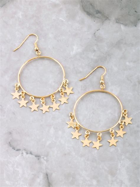 Hanging Stars Hoop Earrings Jewelry Fashion Jewelry Earrings