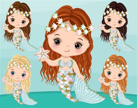 Png Mermaid Clipart Pastel Mermaid Clip Art Baby Mermaid Clipart