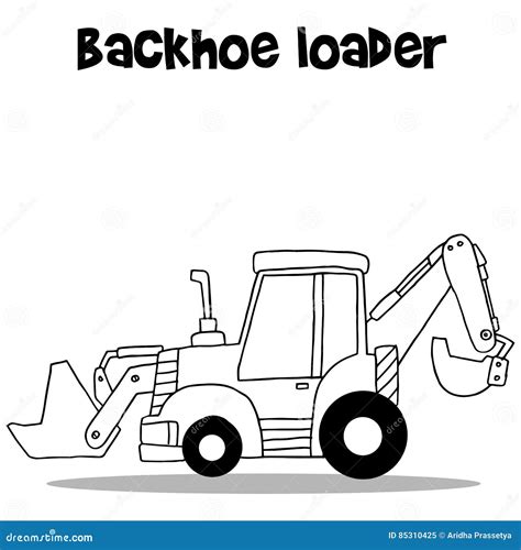 Backhoe Loader For Industry Cartoon Stock Vector Illustration Of