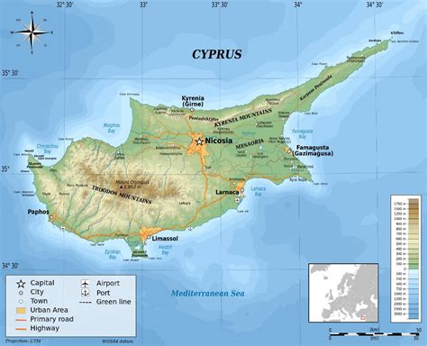 Large Detailed Physical Map Of Cyprus Cyprus Asia Mapsland Maps