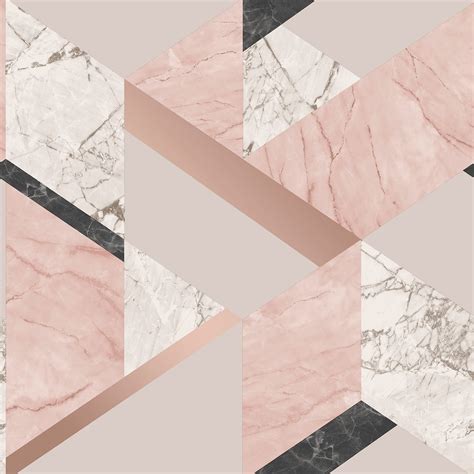 Rose Gold Pink Grey Beige Wallpaper Stripe Geometric Damask Marble