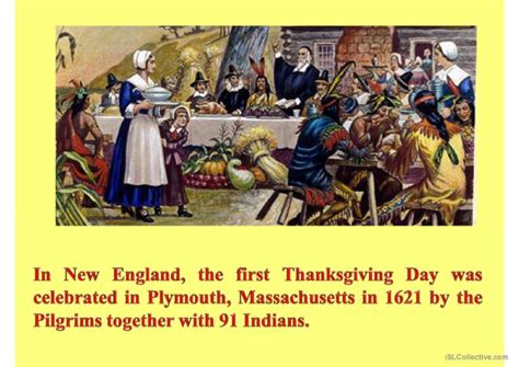 The History Of Thanksgiving Day Gene English Esl Powerpoints