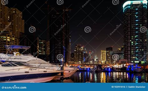 Dubai In The Summer Of 2016 Beautiful Night Lights Of Ultramodern