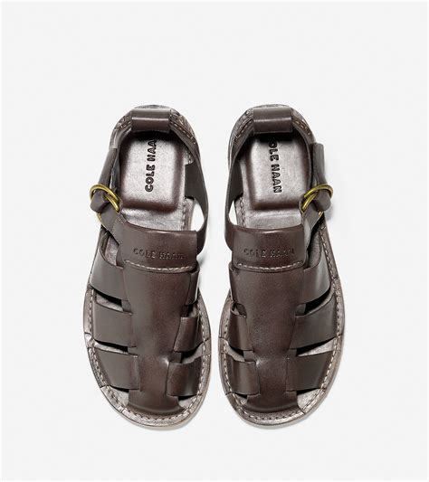 Cole Haan Ginsberg Fisherman Leather Sandals In Brown For Men Chestnut
