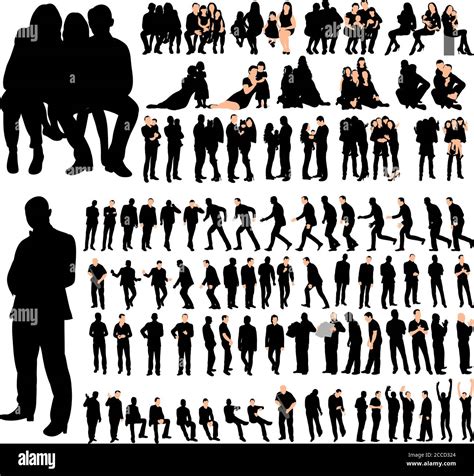 Vector Isolated Set Of People Collection Of Silhouettes Stock Vector