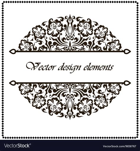 Black And White Border Frame With Floral Patterns Vector Image