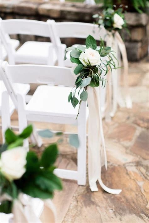 Simple Elegant White And Greenery Wedding Aisle Decoration Ideas