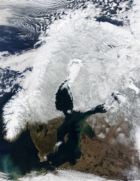 Scandinavia From Space In Winter Reurope