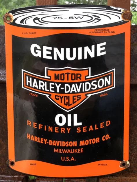 Vintage Genuine Harley Davidson Motorcycle Oil Can Porcelain Quart