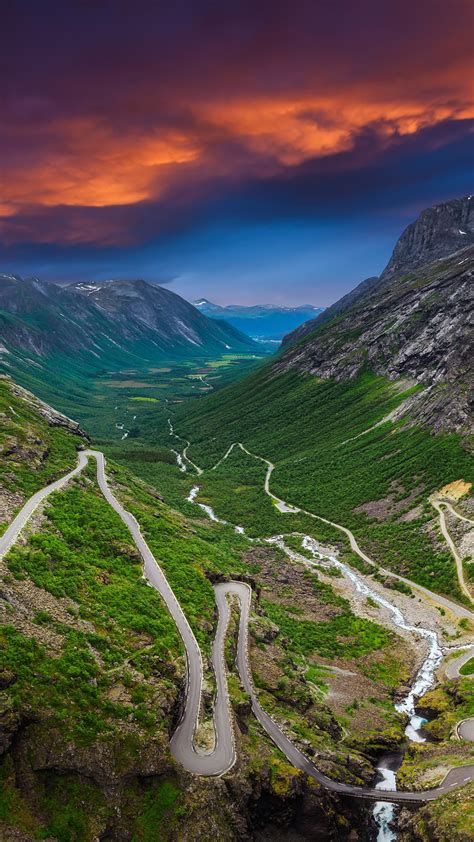Trollstigen Or Trolls Path Serpentine Mountain Road In Rauma Møre Og