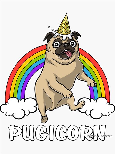 Pugicorn Pug Dog Unicorn Stickers By Underheaven Redbubble