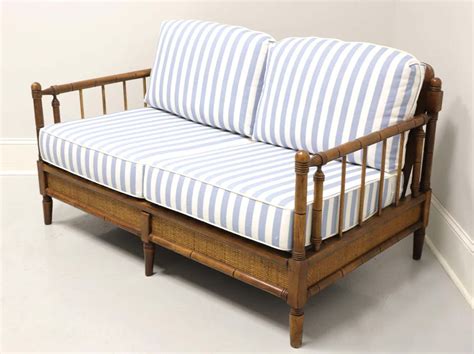 Mid 20th Century Faux Bamboo British Colonial Settee By Broyhill
